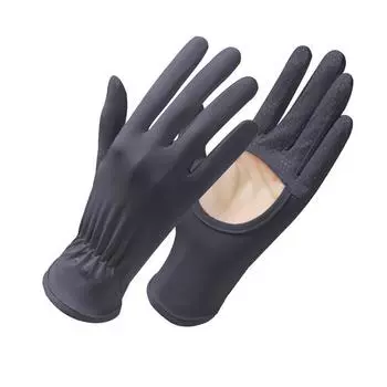 Ice Silk Sunscreen Gloves for Summer Thin Outdoor Breathable Fast Drying Riding Non Slip Driving Full Fingers and Split Fingers Sun Protection Gloves One size