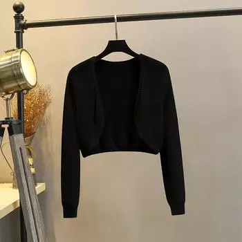 Ice Silk Suspender Skirt Small Coat Waistcoat Knitted Cardigan Black(YG-8524) M
