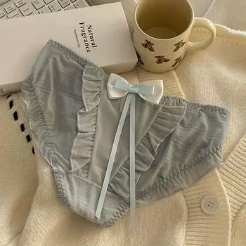 Ice Silk женские сексуальные бесшовные трусики с низкой посадкой и бантом из быстросохнущего материала M
