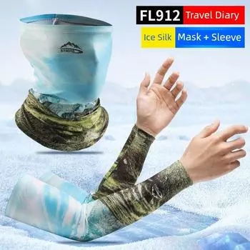 Ice Sleeve Men s Summer Sun Protection Quick-Drying Viscose Fiber Oversleeve UV Protection Arm Guard Women s Fishing Plus Size Arm Sleeves Travel Diary (Ice Silk) sleeve + mask All yards