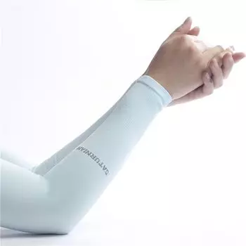 Ice Sun Protection Oversleeve Ice Silk Men and Women Summer Riding Gloves Uv Arm Guard Arm Sleeves Driving Sleeve Thin Plain-Blue