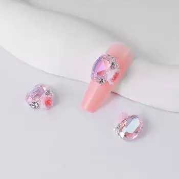 Ice Through Pointed Bottom Diamond Manicure Jewelry Stack Diamond Rose Flower Crystal Sugar Cube Pigeon Egg Manicure Diamond Decoration