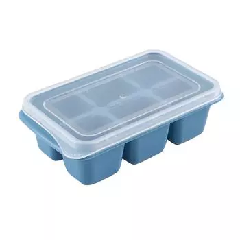 Ice Tray Food Grade PP Easy Cleaning Stackable Design Soft 11.5x7x4cm Compact Ice Cube Tray with L светло-синий