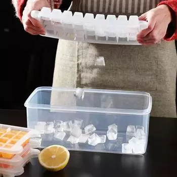 Лоток для льда с крышкой. Лоток для льда. Поворотный дизайн. Форма для льда. Легко очищаемый многоразовый льдогенератор для морозильной камеры. Four Layer