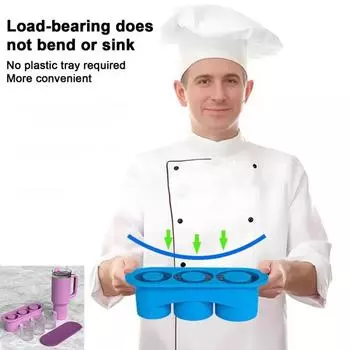 Ice Tray with Lid Silicone Ice Mold Odorless BPA-Free 3 Cylindrical Ice Cubes Maker for Chilling розовый