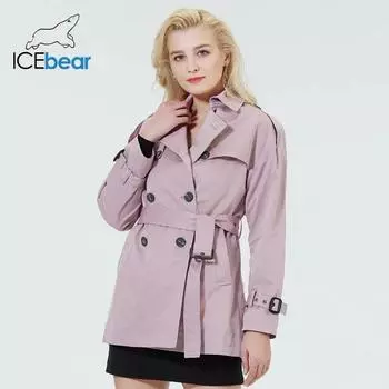 ICEbear 2023 новая женская весенняя ветровка стильный повседневный женский плащ с лацканами качественная брендовая женская одежда GWF20027P 46 дубильная кора