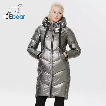 ICEbear 2023 Новая зимняя женская куртка с капюшоном, модная повседневная тонкая длинная теплая хлопковая куртка, брендовые женские парки GWD20302D