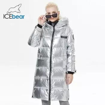 ICEbear 2023 Зимняя новая удлиненная куртка-пуховик Модное теплое женское пальто Повседневная тонкая длинная брендовая женская парка GWY22527I 44 золотой