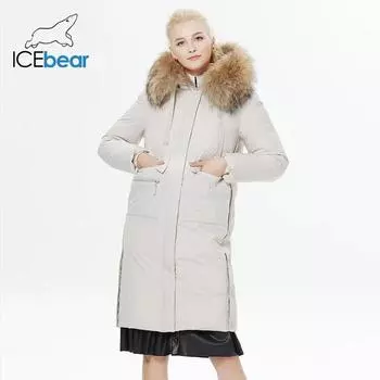 ICEbear 2023 зимняя женская куртка элегантное женское ветрозащитное хлопковое пальто женская новая утолщенная теплая парка с меховым воротником GWD22578I 46 бежевый
