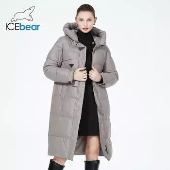 ICEbear 2023 зимняя женская верхняя одежда парки элегантная модная куртка-пуховик теплое ветрозащитное хлопковое пальто на молнии GWD22382I 42 чёрный