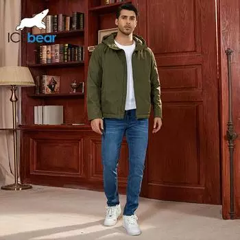 ICEbear 2024 Мужская куртка Весенняя укороченная куртка Куртка Мужская уличная куртка с капюшоном и несколькими карманами MWC4105I 46 чёрный