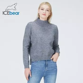 ICEbear 2024, женский весенне-осенний однотонный свободный вязаный топ с круглым вырезом и длинными рукавами, повседневный свитер BJ-3