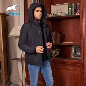 ICEbear 2024 зимняя хлопковая парка мужская теплая зимняя толстая куртка с капюшоном уличный плащ новый MWD4272I 46 жёлтый