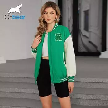 ICEbear Новая модная куртка-бомбер осень-зима женская уличная бейсбольная майка свободного покроя куртка GWC4568-1I 42 чёрный