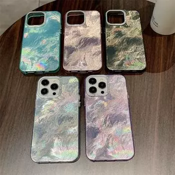 Iceberg Tinfoil Pattern для мобильного телефона Apple 15 Интернет-знаменитость IPhone14 Shell Flash Diamond Lens 13Promax Hard Shell Tide iPhone15