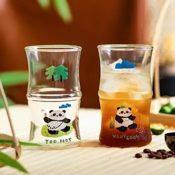 Iced Coffee Cup With Straw Espresso Wine Glass Mug Whiskey Drinking Glasses for Water Mugs Cups Beer Cute Tea Drinkware Boba Ice 400ml
