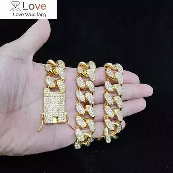 Iced Out Bling Bling Chain ожерелье высокого качества шириной 20 мм Miami Cuban Chain Hiphop ожерелья модные очаровательные ювелирные изделия 20inch Necklace