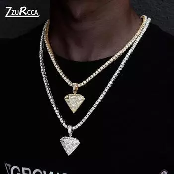 Iced Out кулон ожерелье с 4 мм цирконом теннисная цепочка Iced Out блестящая цепочка со стразами для мужчин colar masculino 30inch(75cm)