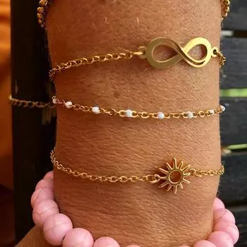 ICFTZWE солнцезащитные полые браслеты для женщин, ручная цепочка из нержавеющей стали, винтажный браслет с подсолнухом, ювелирные изделия в стиле бохо, аксессуары для ног CHINA