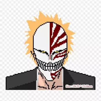 Ichigo Pixel Art Ichigo Kurosaki Art Anime Lron On Патчи для сумки для одежды Футболка Теплообменные наклейки Полосы Аппликации