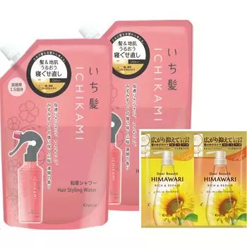Ichikami Hair Skin Moisturizing Sleep Fix Japanese Herbal Shower Refill 375 мл x 2 Set with Bonus Sleep Fixing Water Hair Mist Hair Water Styling Hair