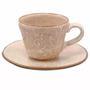 Ichikyu Mino Ware Coffee Bowl Plate Ichikyu Arabesque Pink 581-01