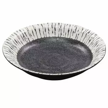 Ichikyu Mino Ware Deep and Easy to Serve Pasta Plate Curry Plate Kuroshio Diameter Approximately 22cm x Height 5cm Microwave and Dishwasher Safe Made