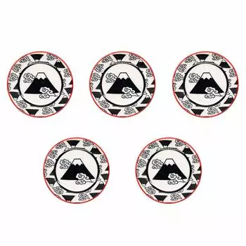 Ichikyu Mino ware small plates, diameter approx. 10cm, set of 5, Mt. Fuji, made in Japan