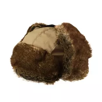 ICHIYON Heat generating water repellent aviator flight cap pilot cap flight cap camping cold weather fur hat winter boa cap cold weather hat with ear бежевый