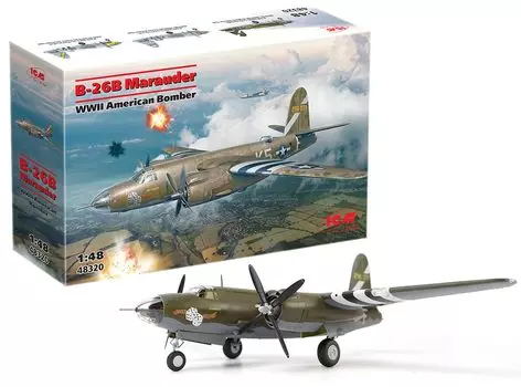ICM 48320 Масштаб американского бомбардировщика Второй мировой войны - B-26B Marauder, (100% новый) - 148 серый