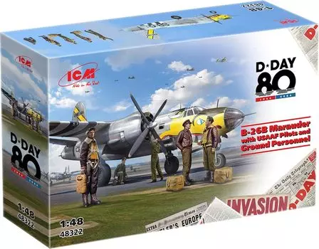 ICM 80th Set Pilot Crew Plastic Model 48322 1/48 D-DAY B-26B w/USAAF & (Airplane)