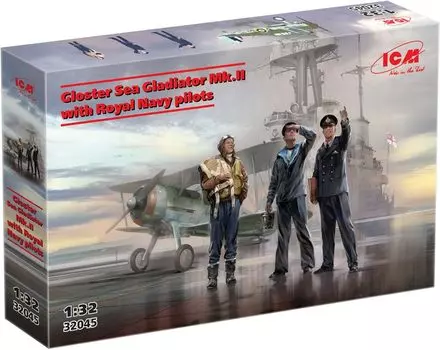 ICM British Gloucester Sea Gladiator Airplane Фигурка 3 Набор пластиковых моделей 32045 1/32 Mk.2 с пилотом и