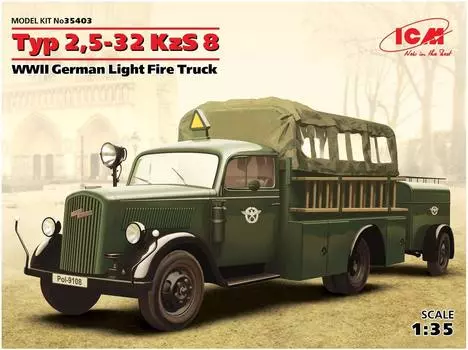 ICM немецкая пожарная машина Opel пластиковая модель 35403 1/35 2.5-32KzS8