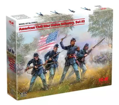 ICM ICM American Civil War Union Infantry 2 Plastic Model 35023 Molding Color 1/35