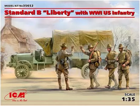 ICM Первая мировая война грузовик армии США Standard B Liberty Infantry пластиковая модель 35652 1/35 с американским