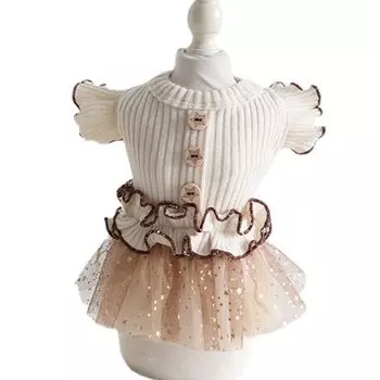 ICOUCHI Dog Cat Princess Pet Dog Puff Small Medium Cat Cold Protection Dress, Юбка, Платье, Осень/Зима, Одежда, Одежда, Тюль, Рукава, Милый, Собаки,