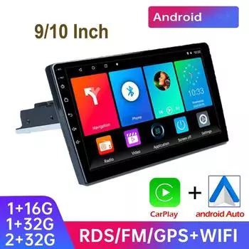 Icreative 1 Din 9/10 дюймов Универсальная автомобильная стереосистема Android Автомобильный мультимедийный плеер GPS-навигация Bluetooth Автомобильная аудиосистема Wi-Fi USB FM MirrorLink HD Автомобильное радио 9inch,1+16GB