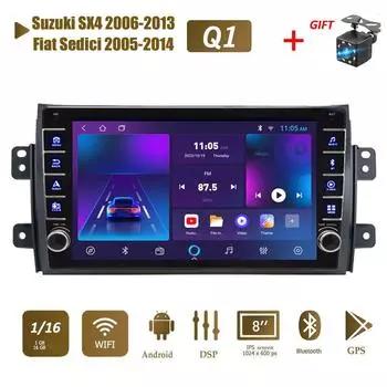 icreative 2 Din Android автомобильный радиоприемник мультимедийный видеоплеер для Suzuki SX4 2006-2013 для Fiat Sedici 2005-2014 с кнопкой Wi-Fi 1 + 16 ГБ 1+16GB