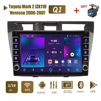 icreative 2 Din Android автомобильный радиоприемник мультимедийный видеоплеер для Toyota Mark 2 JZX110 Verossa 2000-2007 с кнопкой Wi-Fi 1 + 16 ГБ 1+16GB