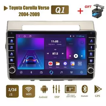 Icreative 2 Din Android автомобильный радиоприемник мультимедийный видеоплеер для Toyota Corolla Verso 2004-2009 с кнопкой Wi-Fi 1 + 16 ГБ 1+16GB