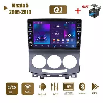 Icreative 2 Din Android автомобильный радиоприемник мультимедийный видеоплеер для Mazda 5 2005-2010 с кнопкой WiFi BT 1 + 16 ГБ 1+16GB