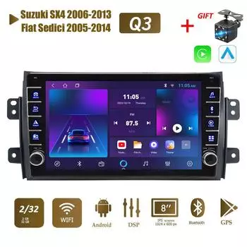 Icreative 2 Din Android автомобильный радиоприемник мультимедийный видеоплеер для Suzuki SX4 2006-2013 для Fiat Sedici 2005-2014 с кнопкой Carplay WiFi 2 + 32 ГБ 1+16GB