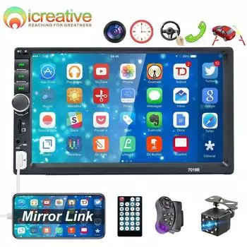 Icreative 7018B 2 Din мультимедийный плеер 7 дюймов зеркальная связь авторадио 2 DIN автомобильная стереосистема MP5 MP3 BT USB TF FM MP5 плеер приемник