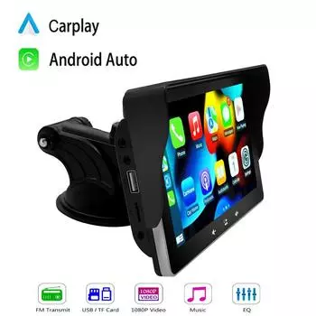 Icreative 7-дюймовый универсальный беспроводной Carplay Android Auto автомобильный радиоприемник IPS сенсорный экран мультимедийный плеер Google Siri Assist автомобильный монитор авторадио чёрный