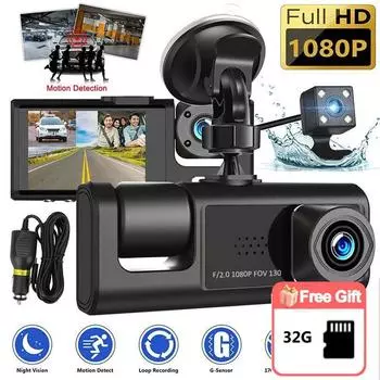 Icreative A1 2-дюймовый ЖК-дисплей Full HD 1080P 3-канальный автомобильный видеорегистратор ADAS видеорегистратор видеорегистратор G-сенсор видеорегистратор для Android радио