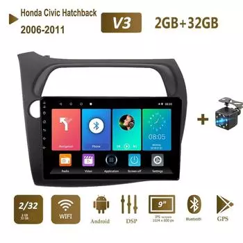 Icreative Android автомобильный радиоприемник стерео для Honda Civic Hatchback 2006-2011 мультимедийный видеоплеер навигация GPS LHD RHD IPS экран