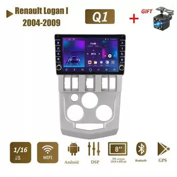 icreative Android для Renault Logan I 2004-2009 с кнопкой, автомобильным радио, видео, мультимедиа, GPS-плеером, 1 + 16 ГБ 1+16GB