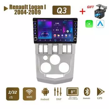 icreative Android для Renault Logan I 2004-2009 с кнопочной ручкой, автомобильный CarPlay, радио, видео, мультимедиа, GPS-плеер, 2 + 32 ГБ 1+16GB