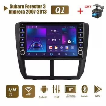 Icreative Android для Subaru Forester 3 Impreza 2007-2013 с кнопкой, автомобильным радио, видео, мультимедиа, GPS-плеером, 1 + 16 ГБ 1+16GB