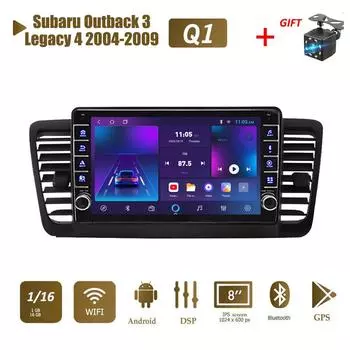 Icreative Android для Subaru Outback 3 Legacy 4 2004-2009 с кнопочной ручкой, автомобильное радио, видео, мультимедиа, GPS-плеер, 1 + 16 ГБ 1+16GB